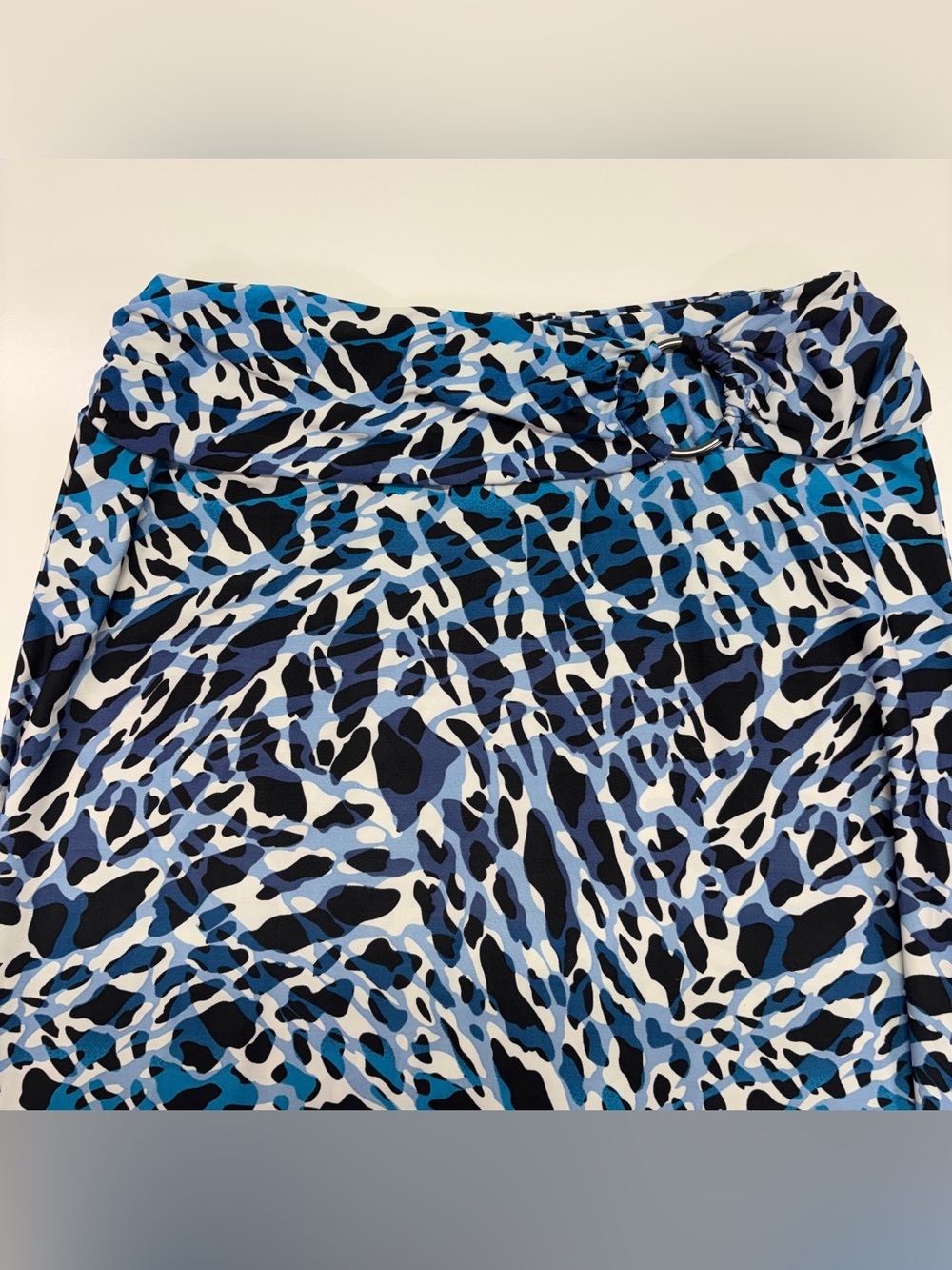 Robert Louis Blue Animal Print Maxi Skirt L Boho Resort Y2K - Picture 6 of 10